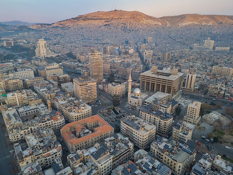 Une vue aérienne de Damas, en Syrie.