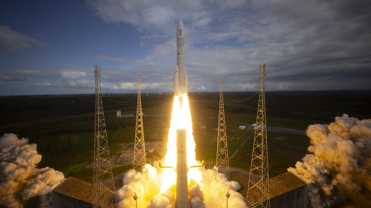 Ariane 6 launches to the sky on 9 July 2024.