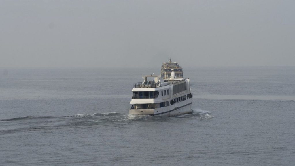 FILE  - A ferry leaves Goma, the Democratic Republic of Congo, on Oct. 6, 2024, for Bukavu on lake Kivu.