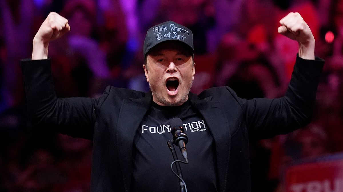 Elon Musk speaks before Republican presidential nominee former President Donald Trump at a campaign rally at Madison Square Garden, Oct. 27, 2024, in New York.