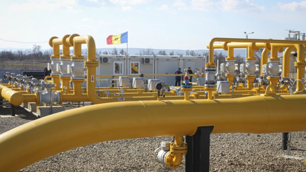 Pipelines of the national natural gas distribution network outside Ungheni, Moldova. 4 March 2015.