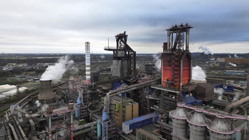 Blast furnaces stand on the premises of Thyssenkrupp Steel, in Duisburg - German business confidence for 2025 is low