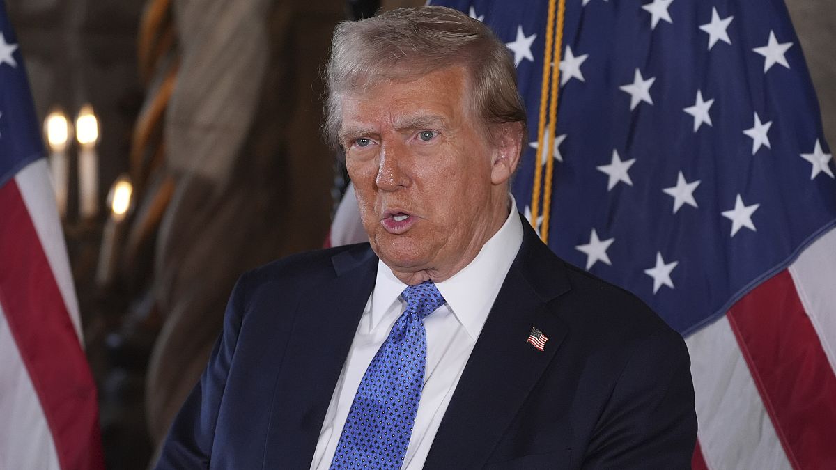 President-elect Donald Trump speaks during a news conference at Mar-a-Lago on 16 December 2024.