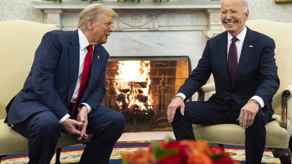 President Joe Biden meets with President-elect Donald Trump in the Oval Office of the White House, 13 November 2024