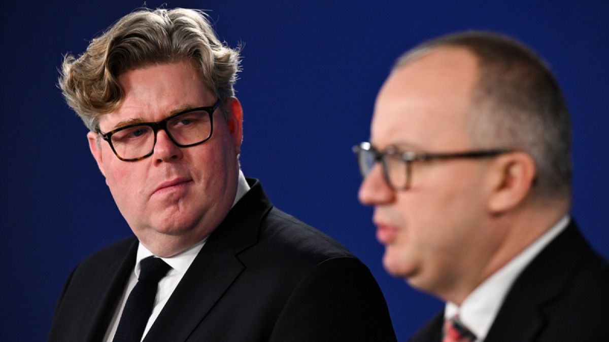 From left to right: Gunnar STRÖMMER (Minister for Justice, Sweden), Adam BODNAR (Minister for Justice, Poland)Justice and Home Affairs Council - December 2024