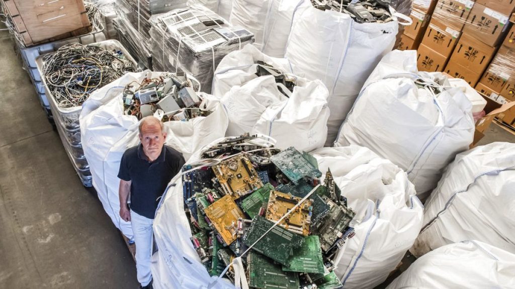 Electronic waste at a recycling plant in Belgium. Toxic flame retardants are a particular problem at the waste stage, the European Chemicals Agency has warned.