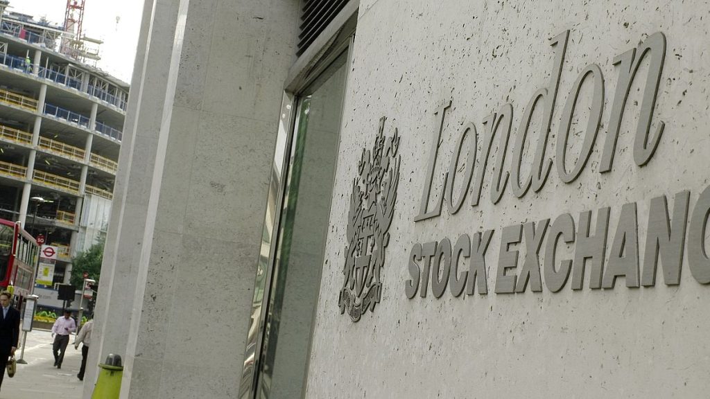 A sign is seen outside the London Stock Exchange in London, Friday, Aug. 17, 2007.