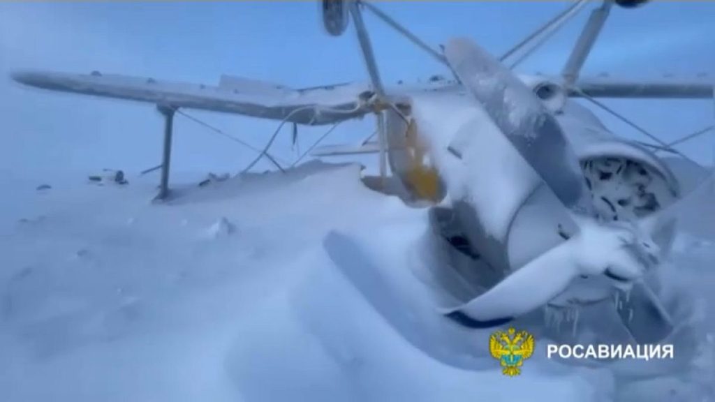 FILE- Wreck of plane crash in Russia