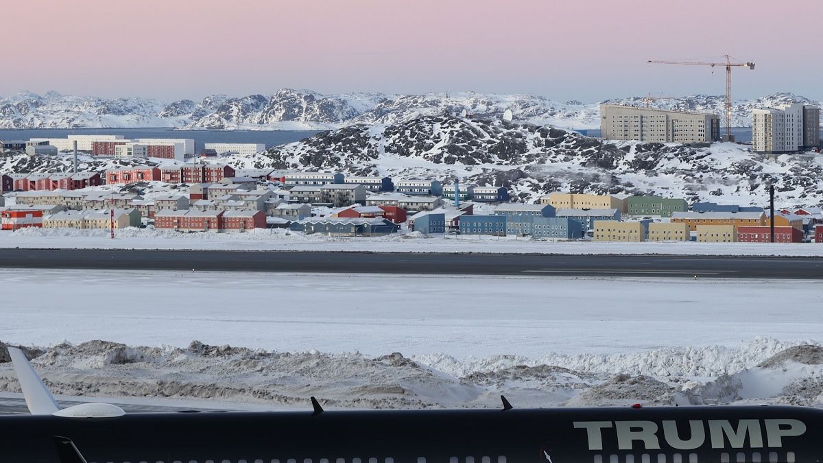 The plane carrying Donald Trump junior arrives in Nuuk, Greenland