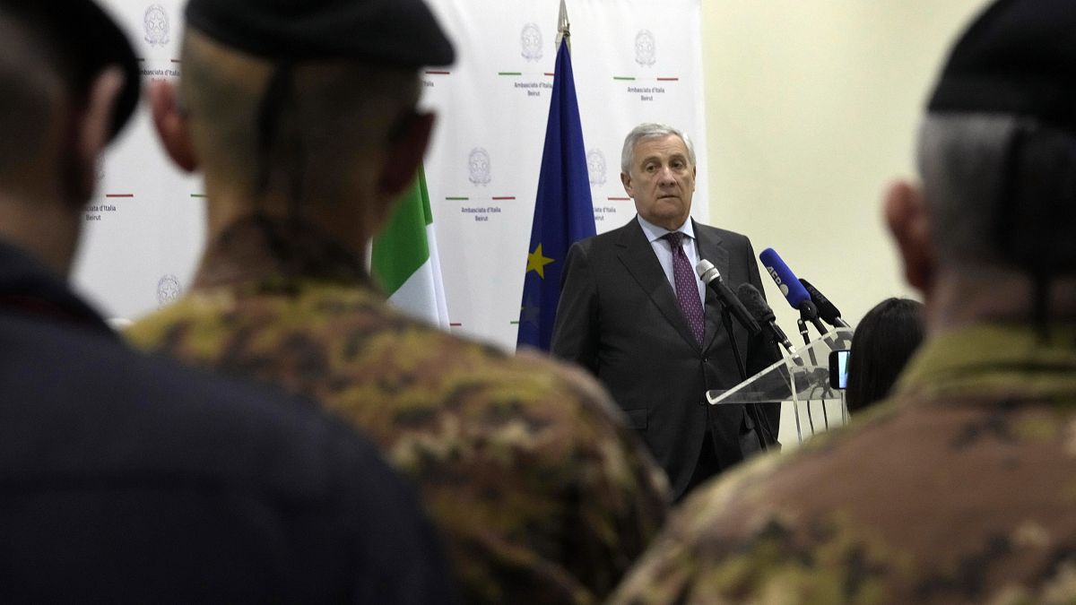 Italian Foreign Minister Antonio Tajani speaks during a press conference at the Italian embassy in Lebanon, 10 January, 2025