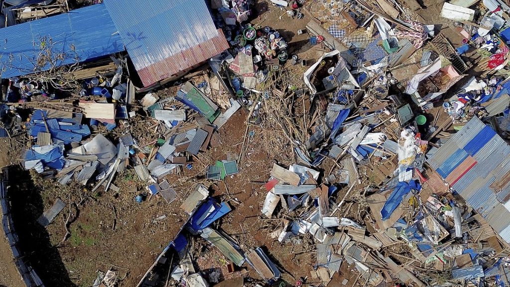 This aerial view shows destroyed homes in the Barakani informal settlement, 21 December, 2024