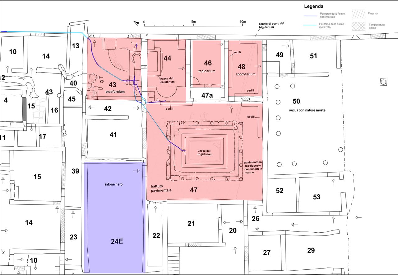 Aperçu cartographique du complexe romain découvert à Pompéi.