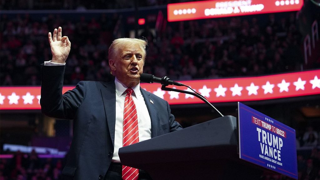 President-elect Donald Trump speaks at a rally in Washington DC ahead of his inauguration, 19 January, 2025