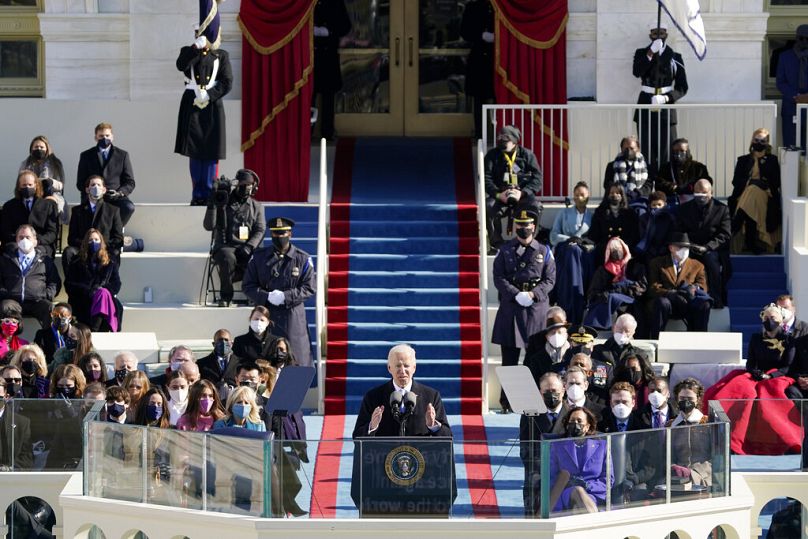   Biden s'exprime lors de la 59e investiture présidentielle au Capitole des États-Unis à Washington, le mercredi 20 janvier 2021.