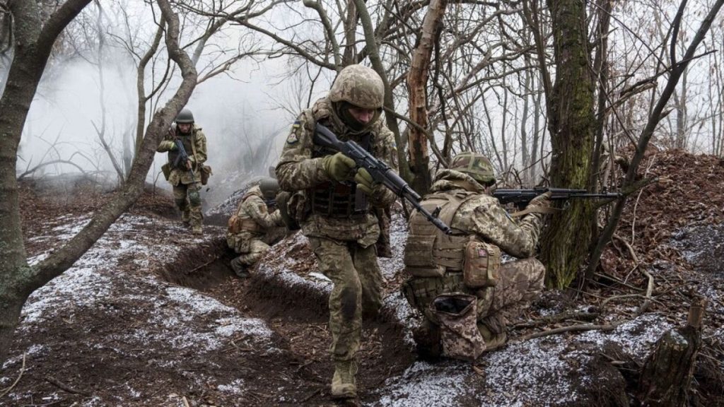 Ukrainian servicemen of 24th Mechanized brigade train at the polygon not far from frontline in Donetsk region, Ukraine, Tuesday, Jan. 21, 2025