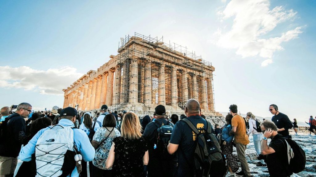 Crowds at the Acropolis in Athens, Greece