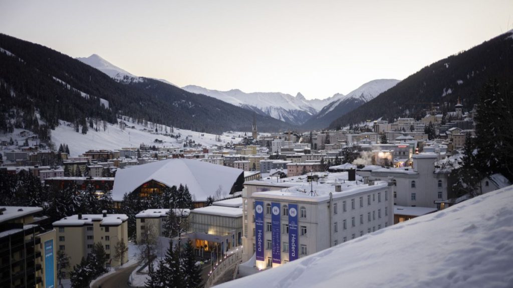 The village of Davos where the World Economic Forum will take place is covered by snow in Davos, Switzerland, Saturday, Jan. 13, 2024.