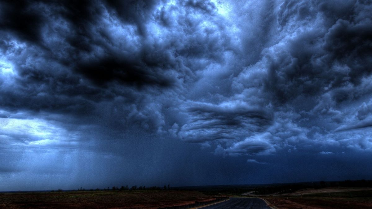 Stormy weather over road