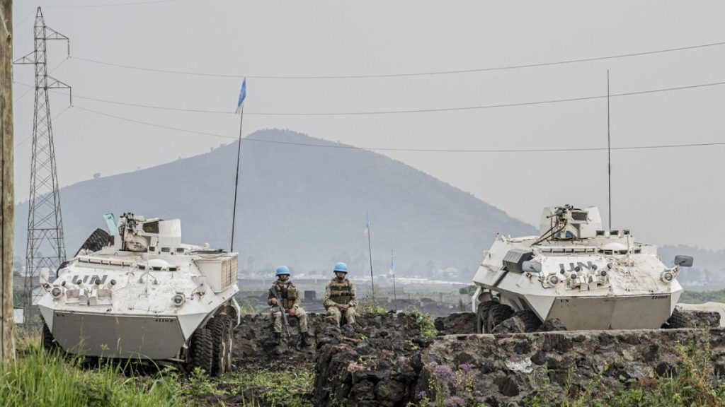 UN troops deploy outside Goma, Democratic Republic of the Congo, Friday, Jan. 24, 2025, as M23 rebels are reported to close in on the town.