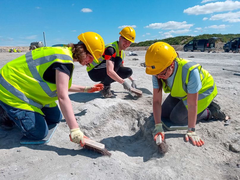 Équipe de fouille travaillant sur le site de la découverte dans l'Oxfordshire.