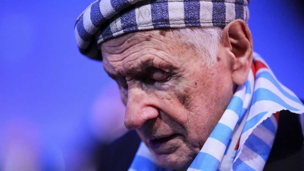 Holocaust survivor Stanislaw Zalewski attends the Commemoration Ceremony of the 80th Anniversary of the Liberation of Auschwitz, in Oswiecim, 27 January 2025