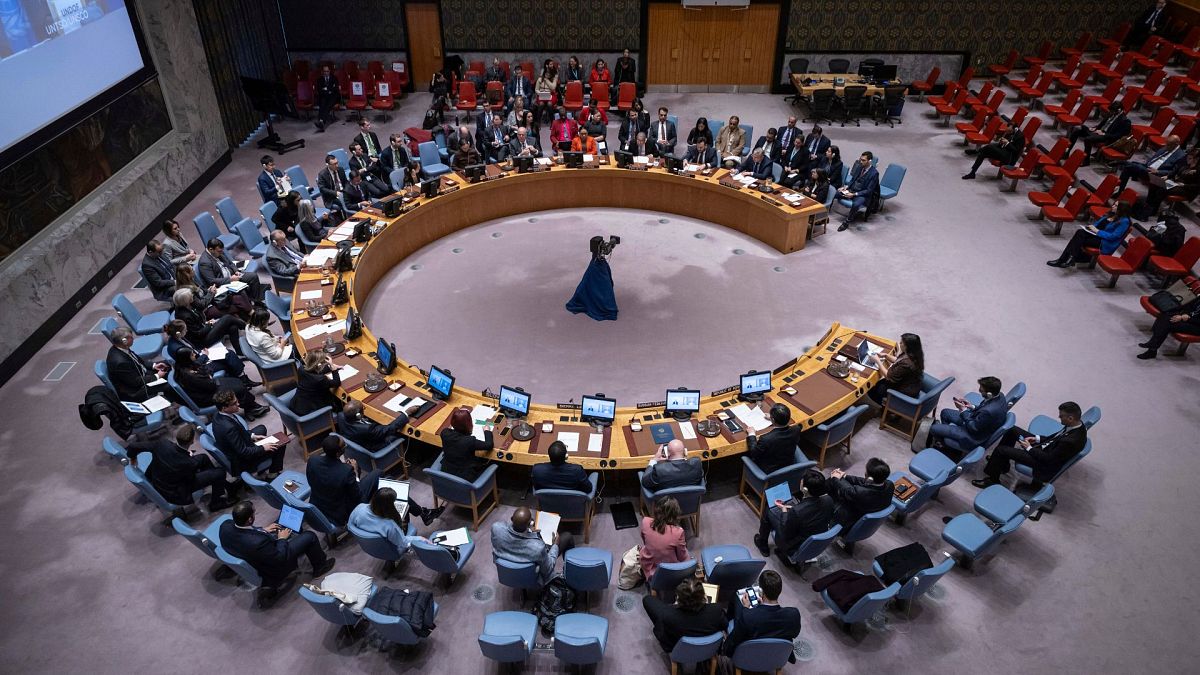 A general view shows a Security Council meeting at the United Nations headquarters, Friday, 17 January, 2025.