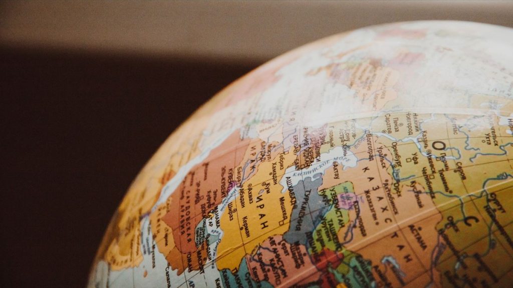 A close-up picture of a globe