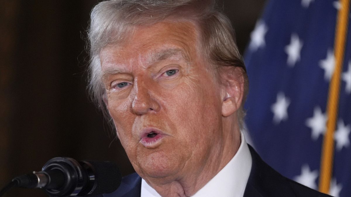 President-elect Donald Trump speaks during a news conference at Mar-a-Lago, Dec. 16, 2024, in Palm Beach, Florida, USA