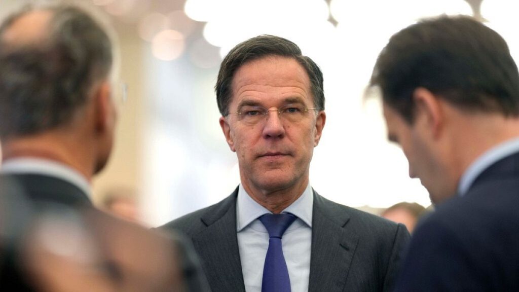 NATO Secretary General Mark Rutte arrives at the Annual Meeting of the World Economic Forum in Davos, Switzerland, Thursday, Jan. 23, 2025.