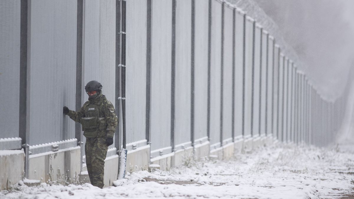 A wall in Nomiki, Poland, at the border with Belarus