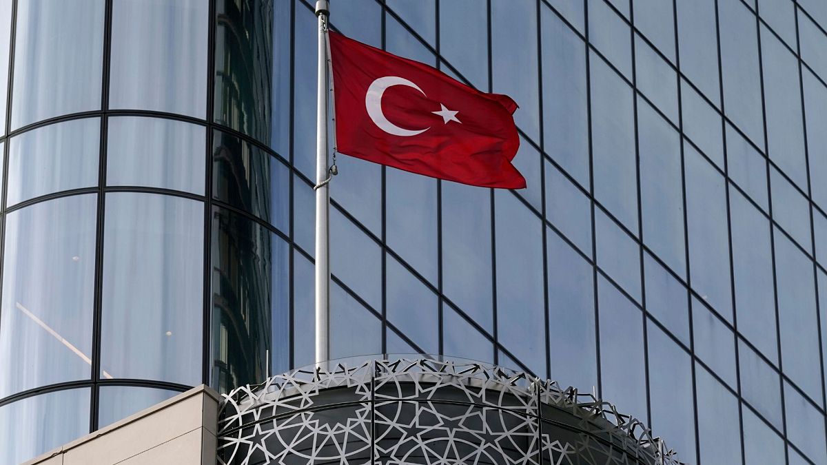 The flag of Turkey flies above Turkish House, that has the Consulate General of Turkey and Turkey