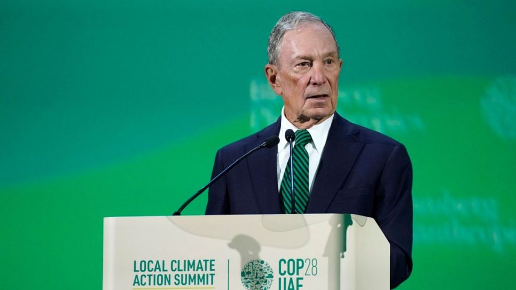 Michael Bloomberg, former mayor of New York, speaks during a session at COP28.