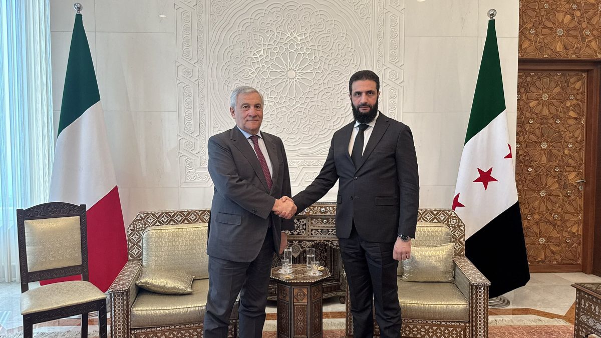 Antonio Tajani and Syrian leader Ahmed al Sharaa