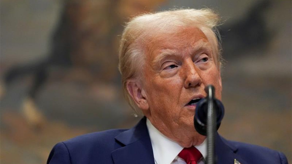 President Donald Trump speaks in the Roosevelt Room of the White House, Tuesday, Jan. 21, 2025, in Washington. (AP Photo/Julia Demaree Nikhinson)