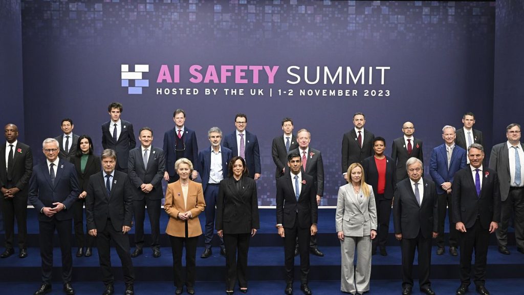 World leaders at the UK Artificial Intelligence Safety Summit at Bletchley Park in 2023.