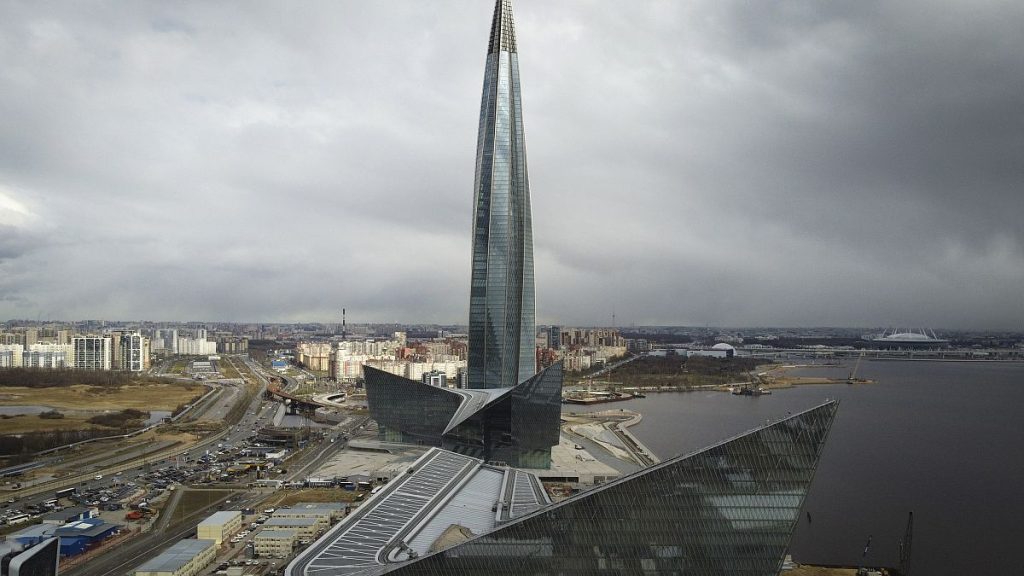 A view of the business tower Lakhta Centre, the headquarters of Russian gas monopoly Gazprom in St. Petersburg, Russia, on April 27, 2022.