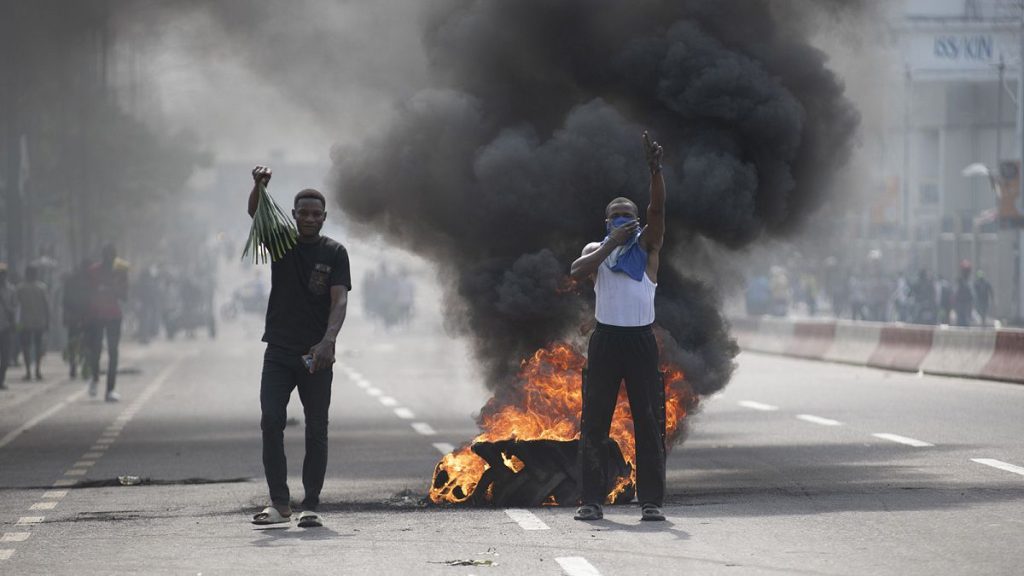 People protest in Kinshasa, 28 January 2025