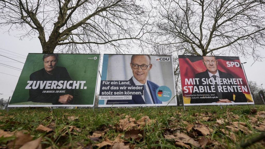 Election posters at a street in Duesseldorf, Germany, 17 January 2025