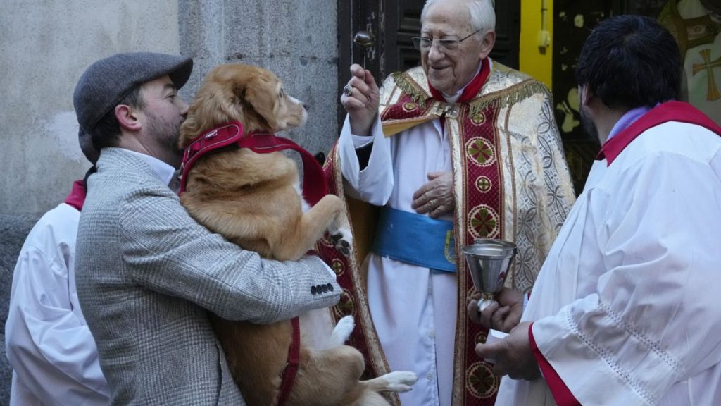 Les propriétaires d'animaux de Madrid amènent des animaux pour la bénédiction de Saint Antoine