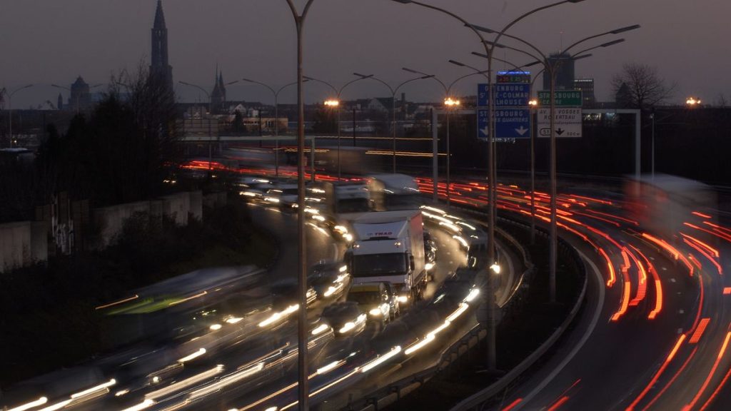 Road traffic in Strasbourg, France.