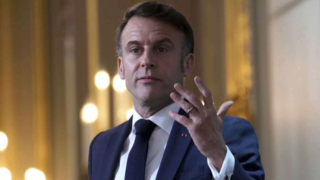 French President Emmanuel Macron delivers his speech to French ambassadors posted around the world, Monday, Jan. 6, 2025 at the Elysee Palace in Paris.