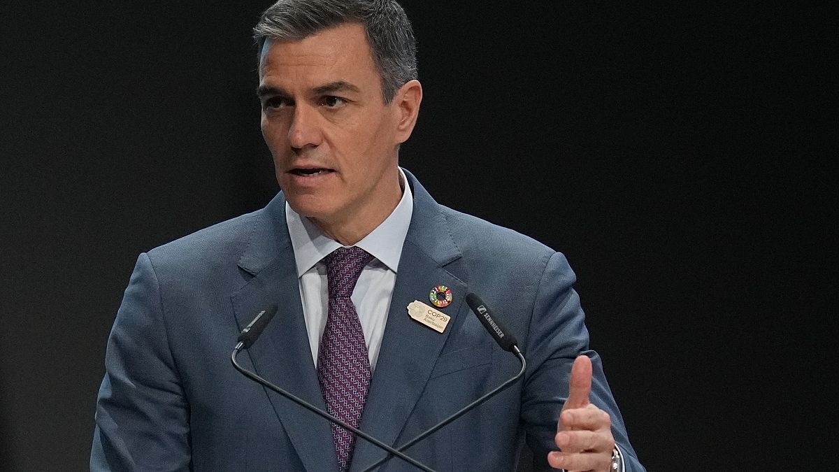 Pedro Sánchez during COP29 in Baku.