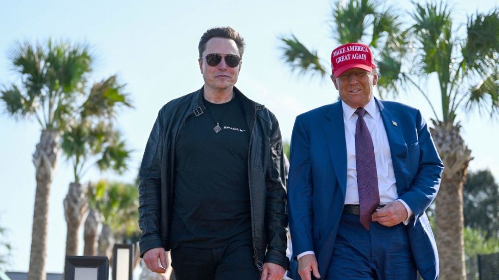 File- Donald Trump walks with Elon Musk before the launch of the sixth test flight of the SpaceX Starship rocket Tuesday, Nov. 19, 2024 in Boca Chica, Texas.