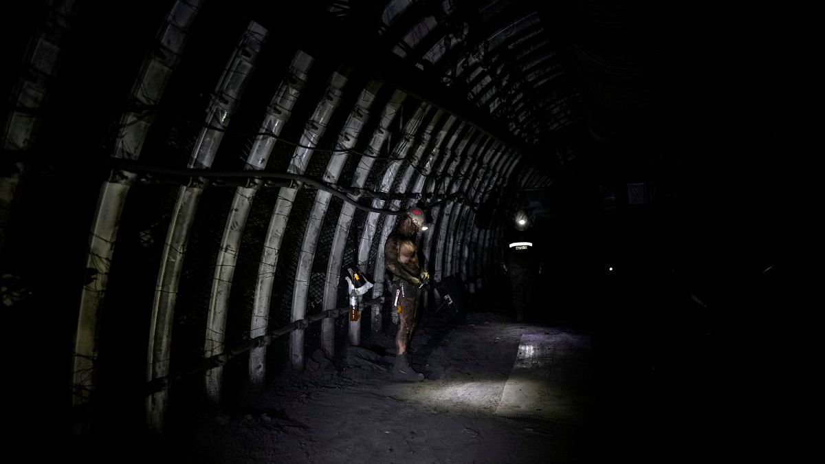 A miner stands in a shaft of the CSM coal mine in Stonava, Czech Republic, Monday, Oct. 14, 2024.