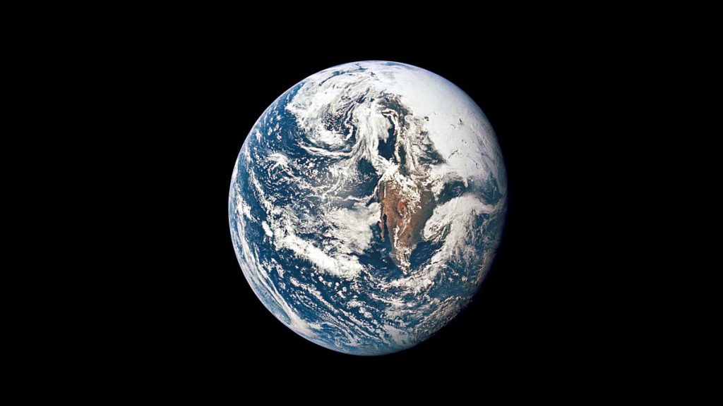 FILE - This May 18, 1969 photo provided by NASA shows Earth from 36,000 nautical miles away as photographed from the Apollo 10 spacecraft during its trans-lunar journey toward